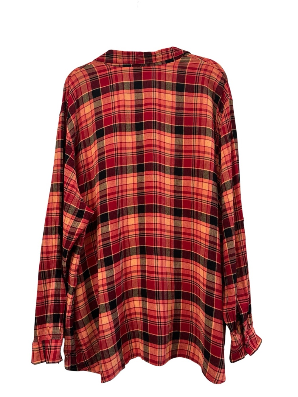 Elisabeth by Liz Claiborne 3X Plaid Rayon Button Down Shirt Fall Cabincore - Picture 3 of 5